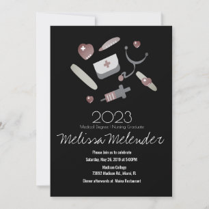 Modern Class of 2023 Medical Nurse Graduate Party Invitation