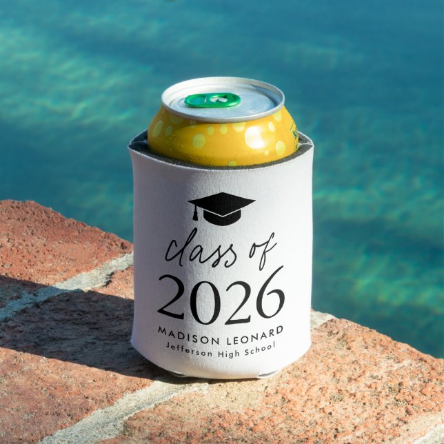 Modern Class of 2024 Black Script Graduation Can Cooler (In Situ Pool)