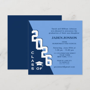 Modern Class of 2024 Navy Blue Graduation Party Invitation
