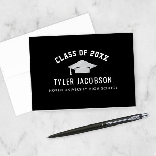 Modern Class of 2024 Silver Custom Graduation Thank You Card