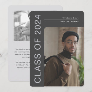 Modern, Class of 2024, Sleek Photos Graduation Announcement