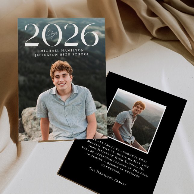 Modern Class of 2025 2 Photo Graduation Announcement (Creator Uploaded)