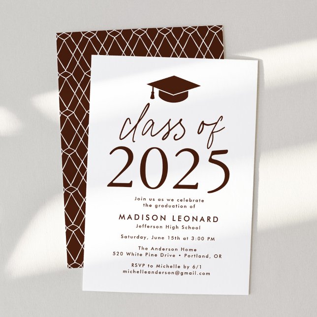 Modern Class of 2025 Brown Graduation Party Invitation (Creator Uploaded)