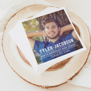 Modern Class of 2025 Custom Graduation Photo Napkin