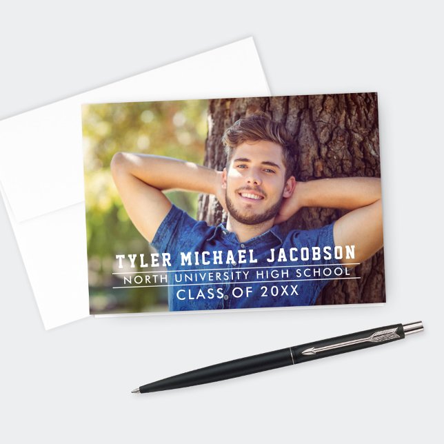 Modern Class of 2025 Custom Graduation Photo Thank You Card (Creator Uploaded)