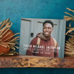 Modern Class of 2025 Custom Graduation Plaque<br><div class="desc">Celebrate your graduate with this modern graduation plaque with easel sign. Simple design features a senior portrait of your grad with white striped overlay wording in varsity sports style lettering that can be personalised with the graduates name, school, and class year. Makes a beautiful keepsake to display in your home....</div>