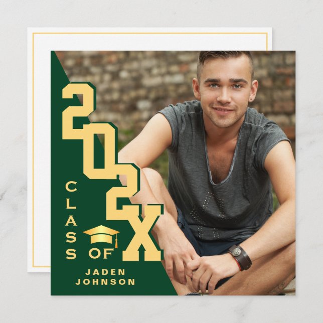 Modern Class of 2025 Grad PHOTO Graduation Party Invitation (Front/Back)