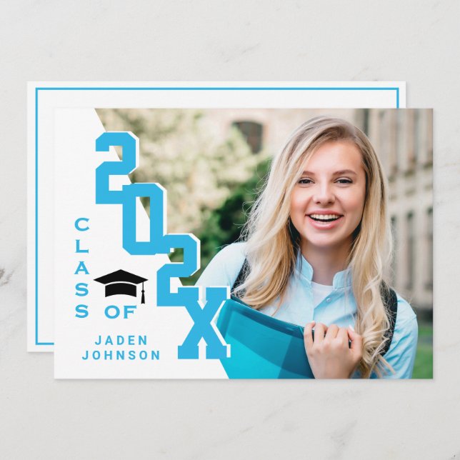 Modern Class of 2025 Grad PHOTO Graduation Party Invitation (Front/Back)