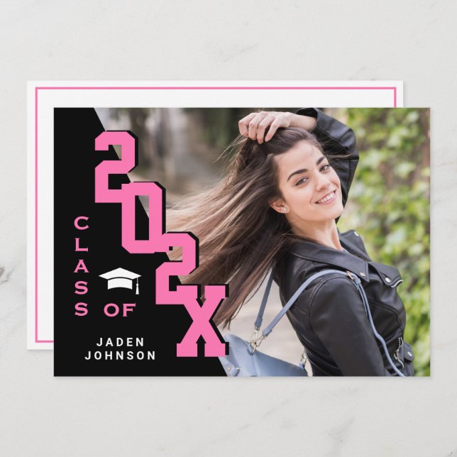 Modern Class of 2025 Grad PHOTO Graduation Party Invitation (Front/Back)