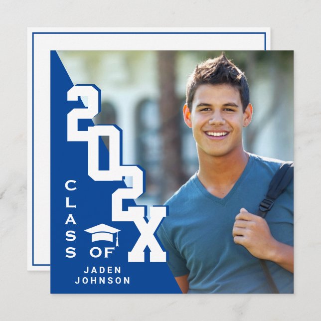 Modern Class of 2025 Grad PHOTO Graduation Party Invitation (Front/Back)