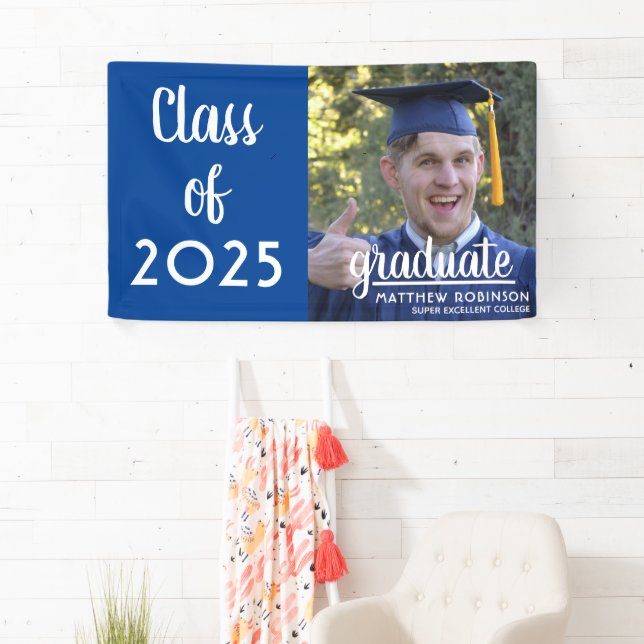 Modern Class of 2025 Graduation Blue Photo  Banner (Insitu)