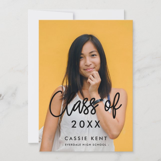 Modern Class of 2025 graduation photo invitation (Front)