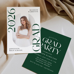 Modern Class of 2025 Green Photo Graduation Party Invitation