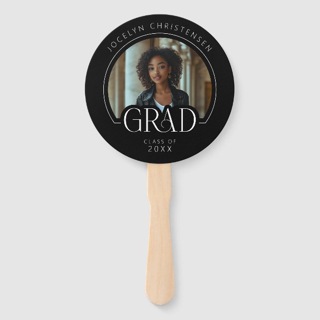 Modern Class of 2025 Photo Grad Graduation Hand Fan (Front)