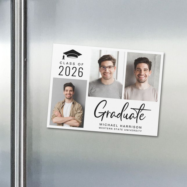 Modern Class of 2025 Photo Graduation Magnetic Invitation (Modern Class of 2026 Photo Graduation Magnetic Announcement)