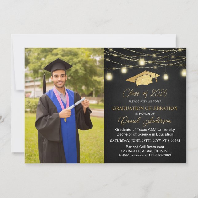 Modern Class of 2025 Photo Graduation Party Invitation (Front)
