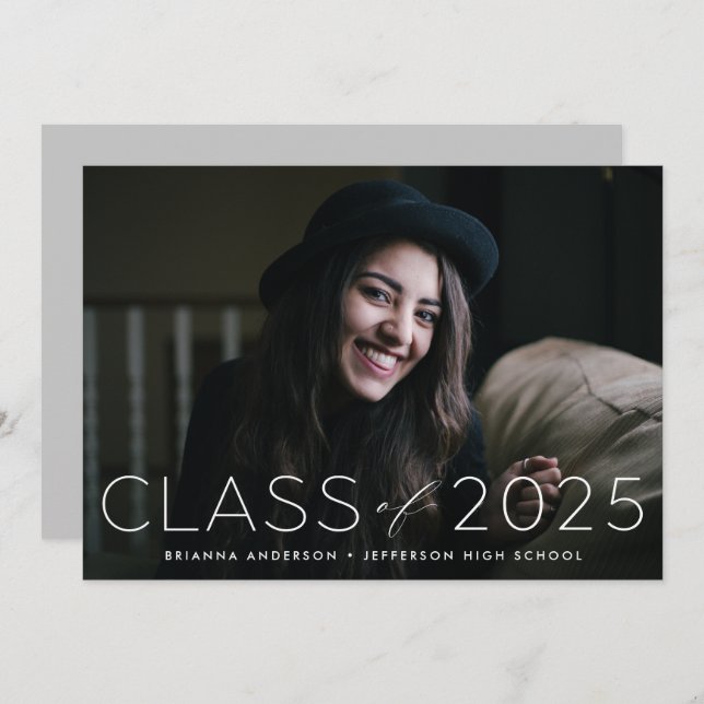 Modern Class of 2025 Photo Graduation Party Invitation (Front/Back)