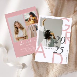 Modern Class of 2025 Photo Minimal Graduation  Invitation