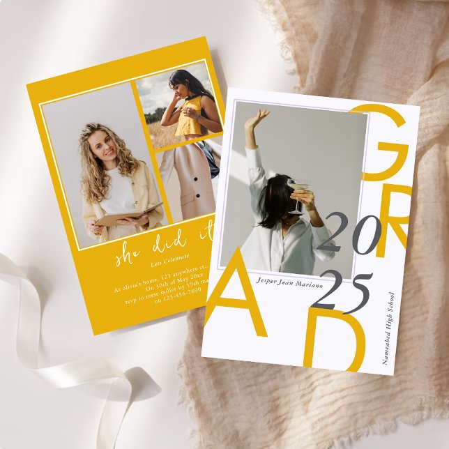 Modern Class of 2025 Photo Minimal Graduation  Invitation (Creator Uploaded)