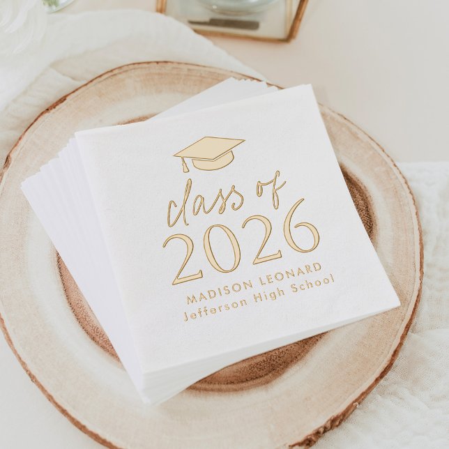 Modern Class of 2025 Script Graduation Foil Napkins (Creator Uploaded)