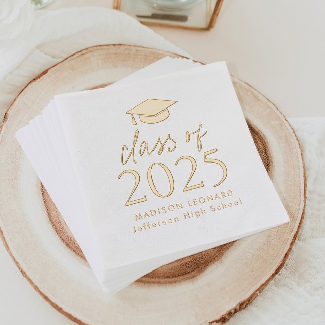 Modern Class of 2025 Script Graduation Foil Napkins (Creator Uploaded)