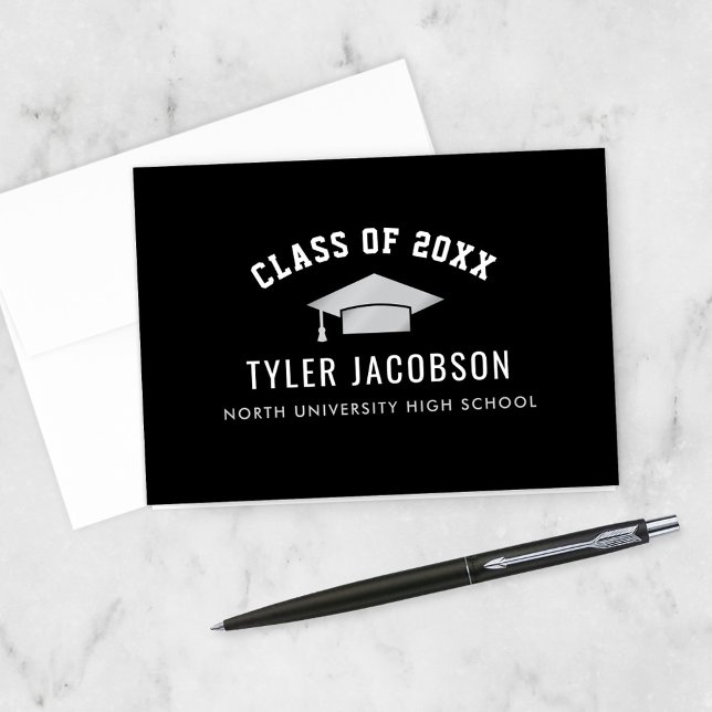 Modern Class of 2025 Silver Custom Graduation Thank You Card (Creator Uploaded)