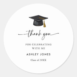 Modern Class of 2025 Thank You Favour Graduation Classic Round Sticker
