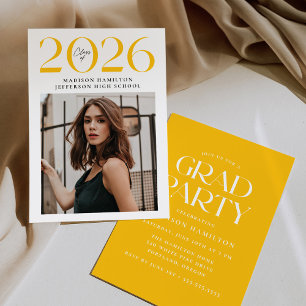 Modern Class of 2025 Yellow Photo Graduation Party Invitation