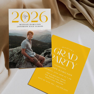 Modern Class of 2025 Yellow Photo Graduation Party Invitation