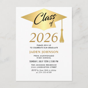 Modern class of 2026 Graduation Party Invitation Postcard