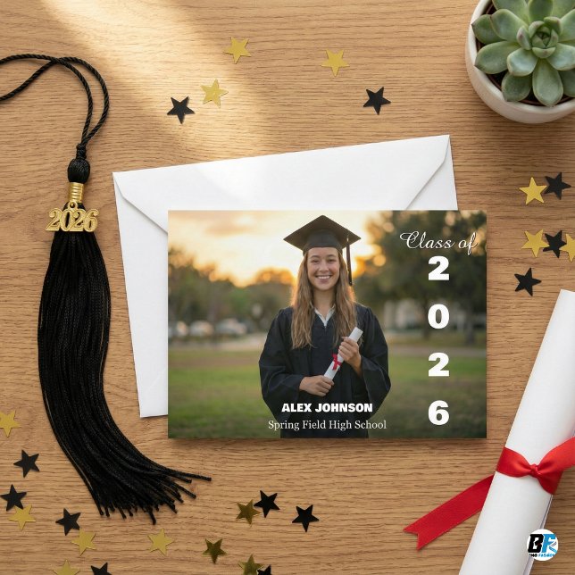 Modern Class of 2026 Photo Graduation  Invitation (Creator Uploaded)