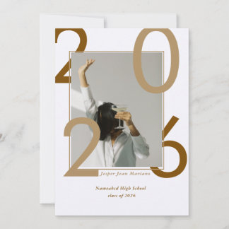 Modern Class of 2026 Photo Minimal Graduation  Invitation