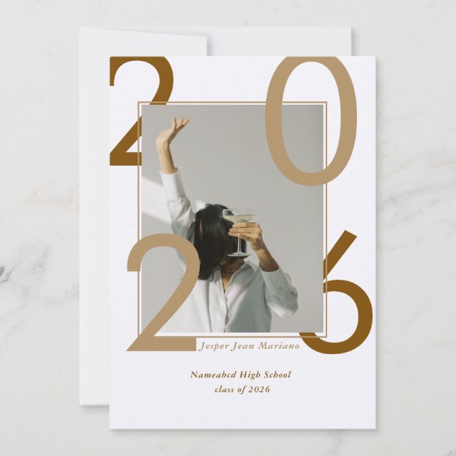 Modern Class of 2026 Photo Minimal Graduation  Invitation (Front)