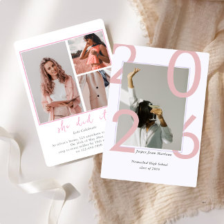 Modern Class of 2026 Photo Minimal Graduation  Invitation