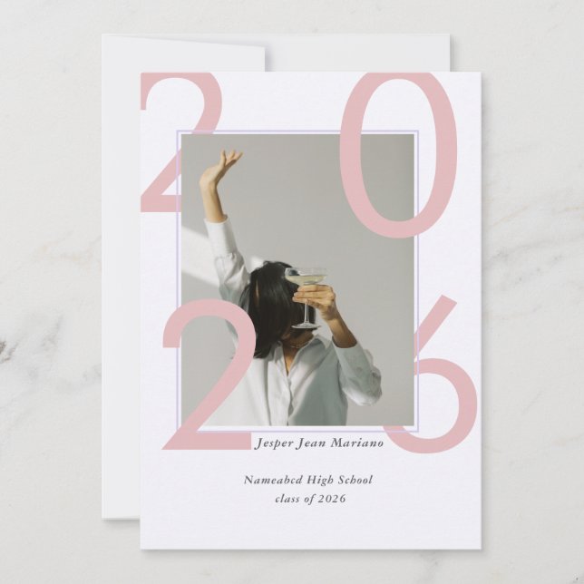 Modern Class of 2026 Photo Minimal Graduation  Invitation (Front)