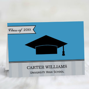Modern Class of 2026 Sky Blue Custom Graduation Thank You Card