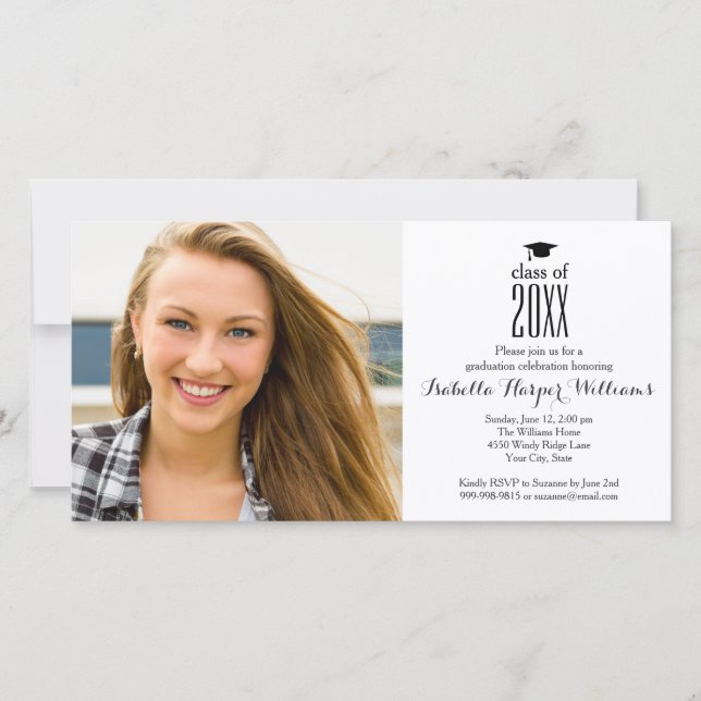 Modern Class of 20XX Graduation Photo Double-sided (Front)