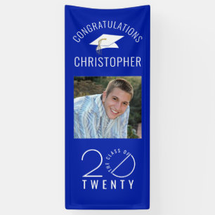 Modern CLASS OF 20XX Photo Royal Blue Graduation Banner