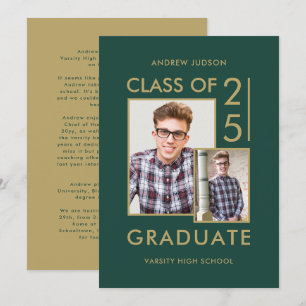 Modern Class Of 25 Green 2 Photos Open House Invitation