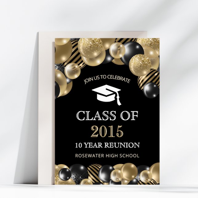 Modern Class Reunion Black Gold Invitation (Creator Uploaded)