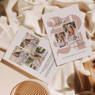 Modern Class Year 5 Photo Collage Graduation Announcement