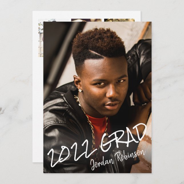 Modern Class Year Graduate Hand Lettered Party Invitation (Front/Back)