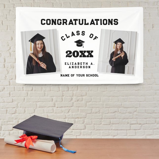 Modern Classic 2024 Graduate 2 Photo Graduation Banner (Creator Uploaded)