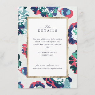 Modern classic abstract floral wedding details enc enclosure card
