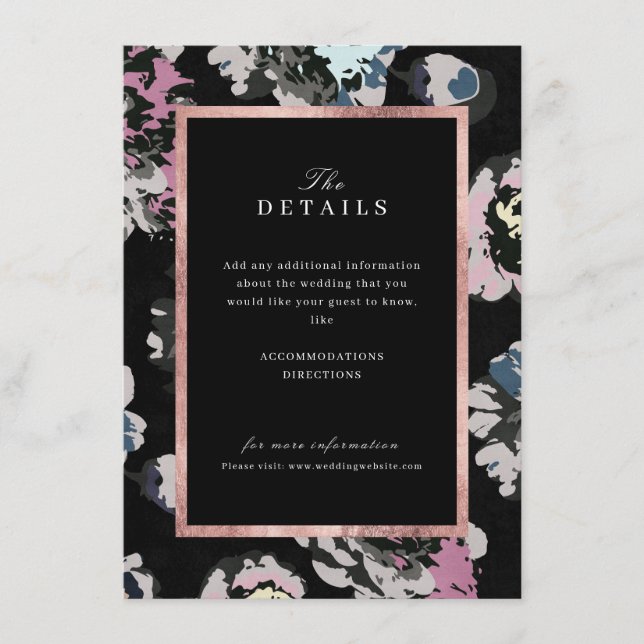Modern classic abstract floral wedding details enclosure card (Front)