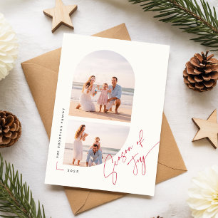 Modern Classic Arch Family Photo Christmas Holiday Postcard