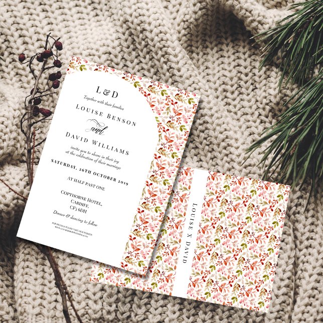 Modern Classic Autumn Floral Border Wedding  Invitation (Creator Uploaded)