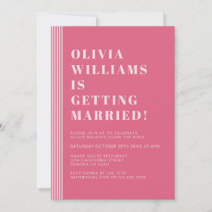 Modern Classic Bachelorette Party Pink Striped Invitation