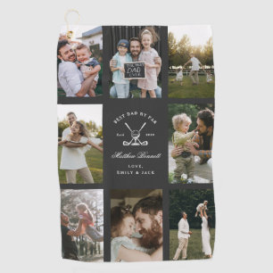 Modern Classic Best Dad By Par Golf Photo Collage Towel