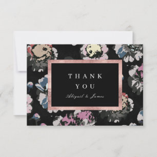 Modern classic black abstract floral thank you ca
